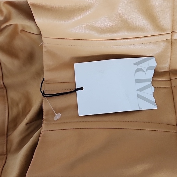 ZARA WOMAN NWT CARAMEL FAUX LEATHER DRESS SIZE MEDIUM - Picture 9 of 10